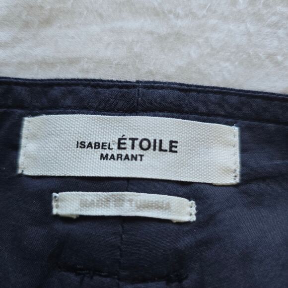 Isabel Marant Etoile Sineba Paperbag Belted Pants Navy 34/ XS (Fits like S) - Picture 6 of 10